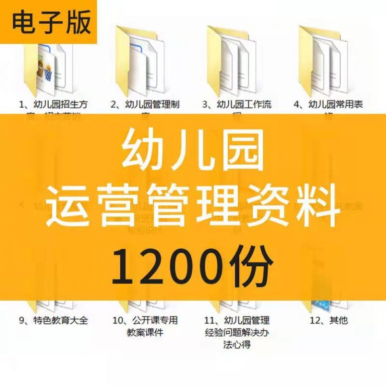 1200幼儿园运营管理资料，开园实用指南大全！