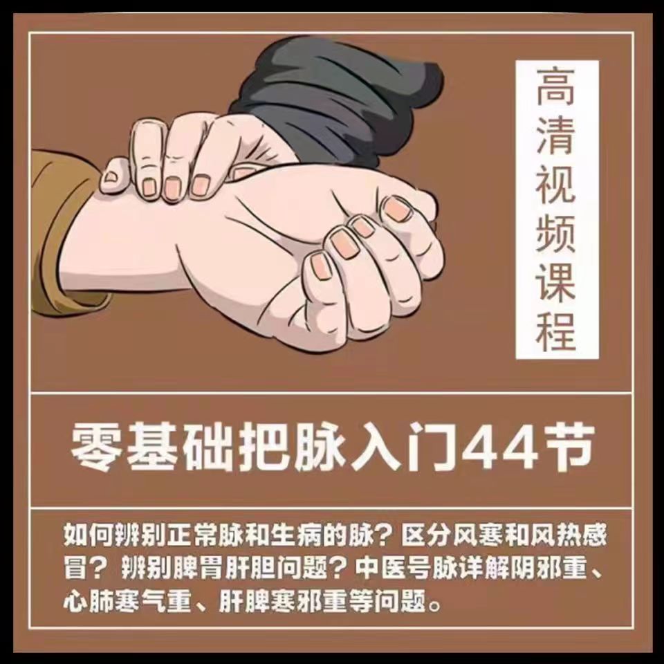 中医零基础把脉入门44节高清视频课程，医生必学教程！