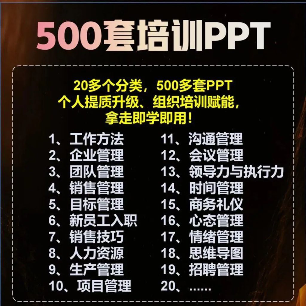 500套企业内训培训PPT模板，创业公司必备！