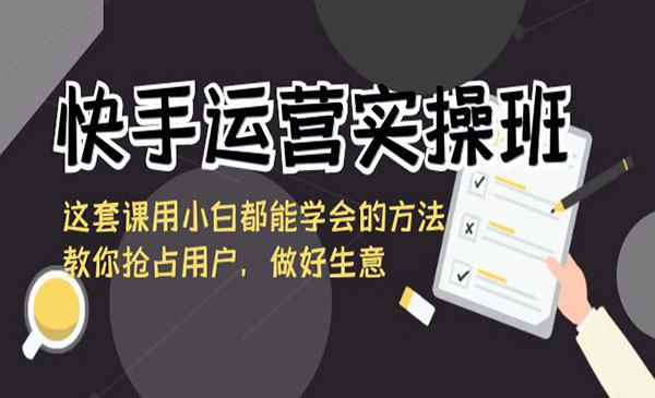 快手运营实操班，教你抢占用户，让小白都能做好生意（20节课程）