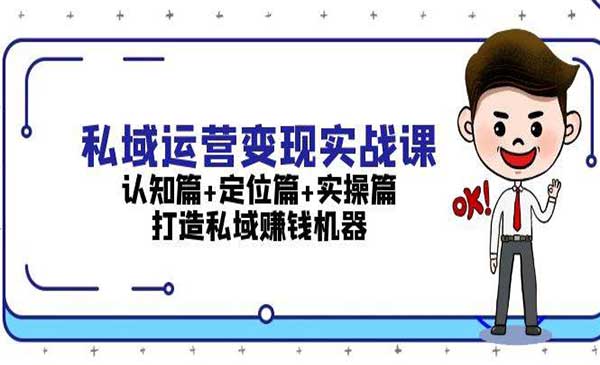 打造私域赚钱机器，私域运营：认知篇+定位篇+实操篇全系列实战课（31节课程）